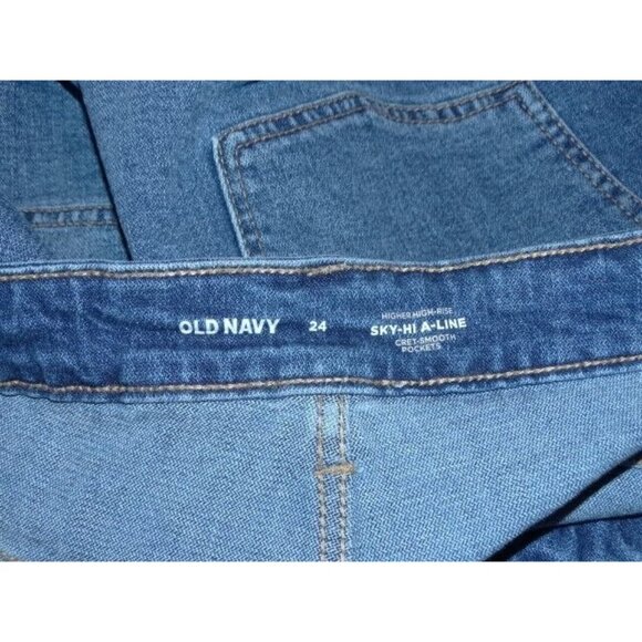 Old Navy Jean Shorts Womens Plus Size 24 Sky-Hi A-Line Button Fly Cut Off Denim - Picture 8 of 9